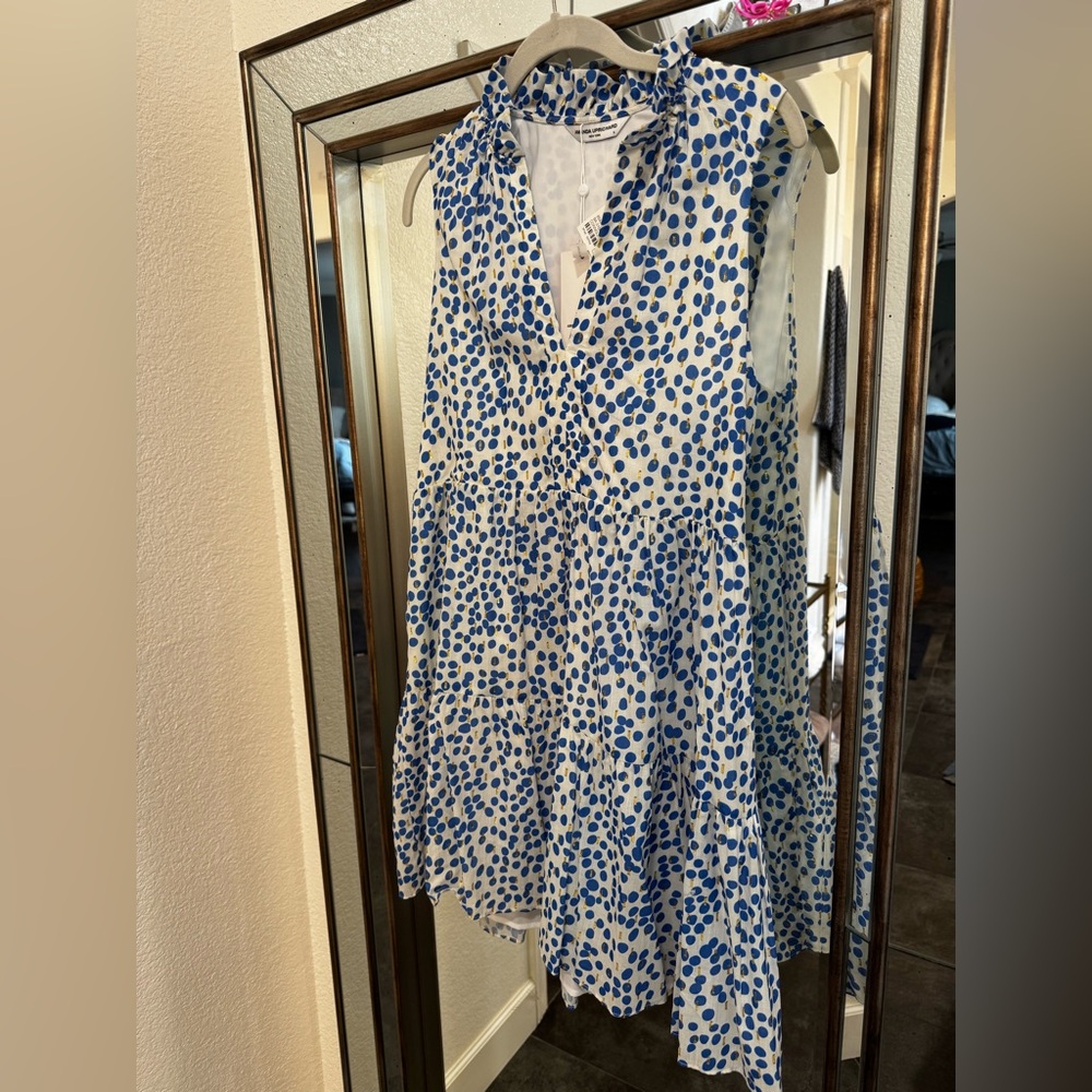 Amanda Uprichard Blue and Gold Patterned Dress